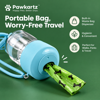 Pawkartz 3-in-1 Portable Dog Water & Food Bottle
