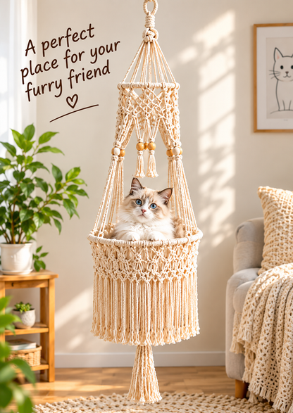 Pawkartz Hand-Woven Bohemian Cat Hammock